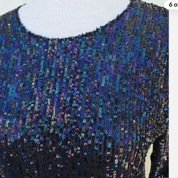 Free People Gold Rush Long Sleeve Top in Size L Black Combo Sz Sx NWT - Picture 7 of 8